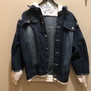 Jean jacket with built in hoodie